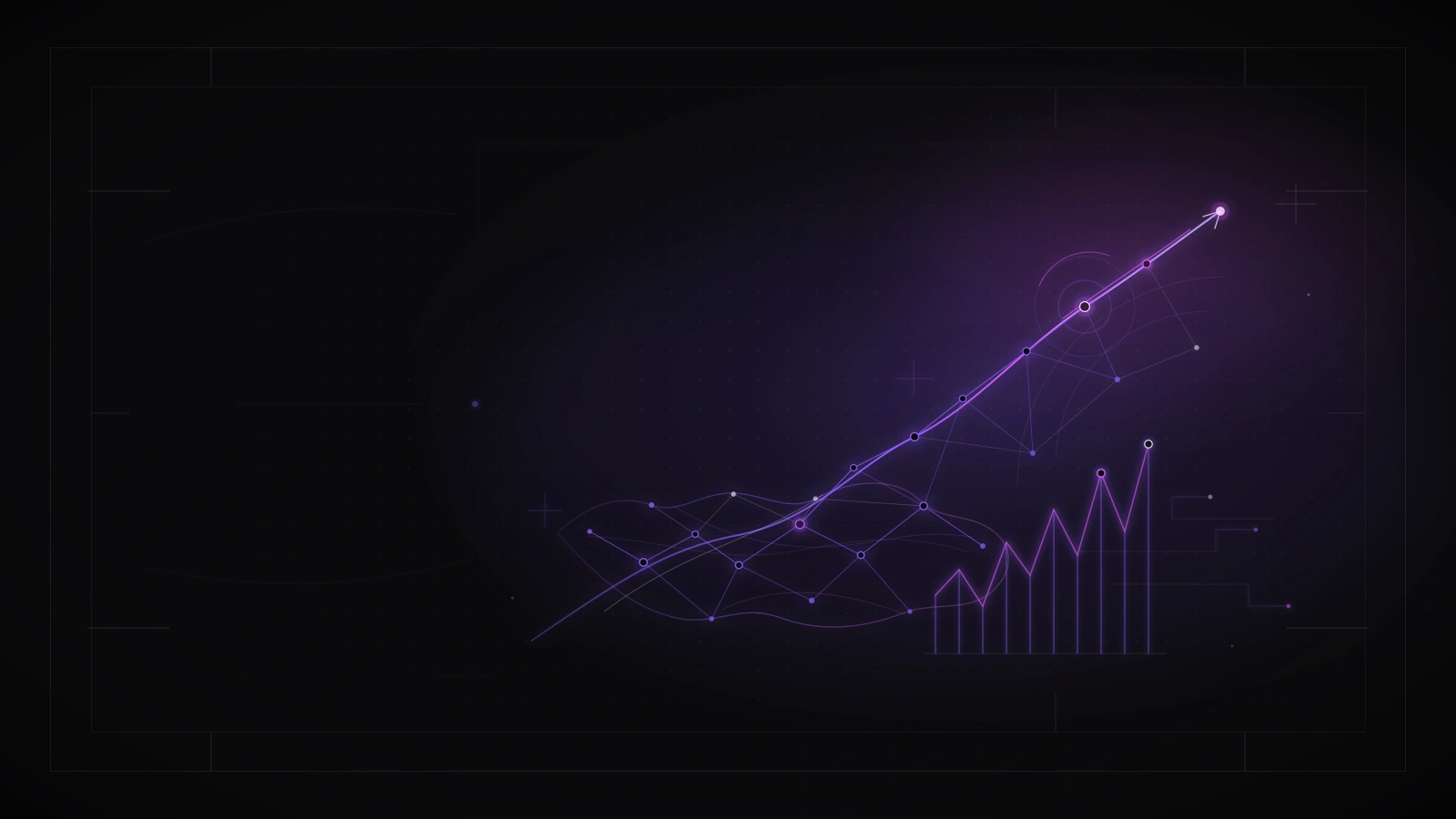 Editorial illustration of AI and South African business as a luminous violet network of connected ideas